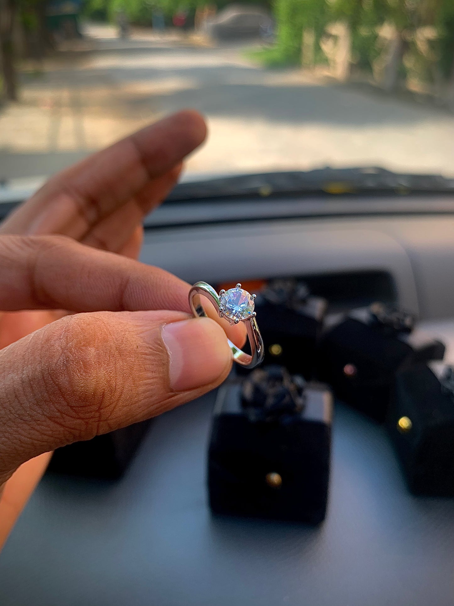 Adjustable Crown Crystal Ring With Velvet box