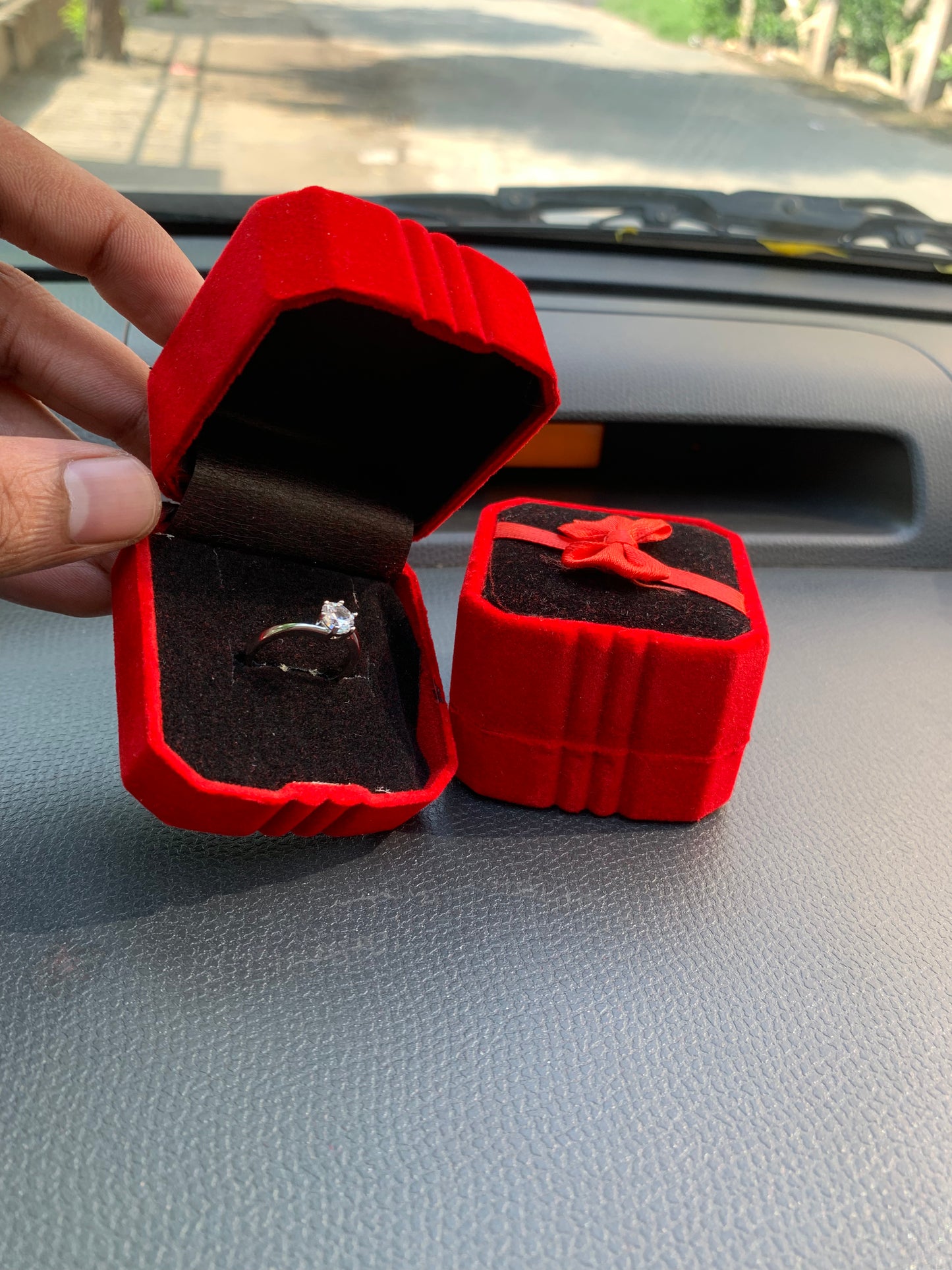 Adjustable Crown Crystal Ring With Velvet box