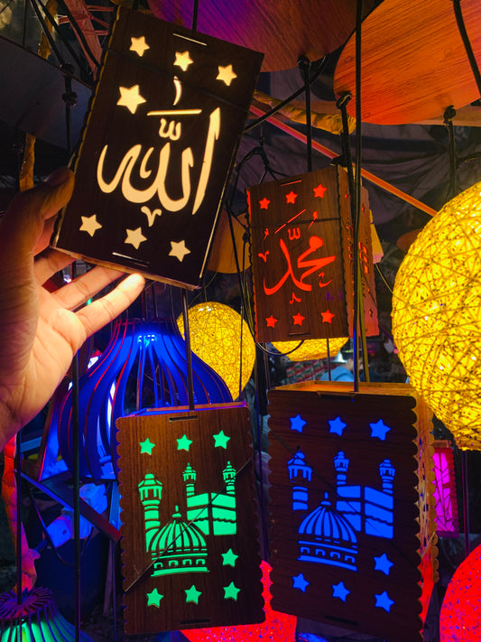 Wooden Made Islamic Ceiling Hanging Lamp ( 4 Boxes )