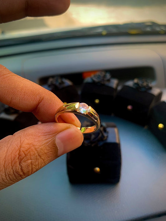 Adjustable Gold Crystal Ring With Velvet Box