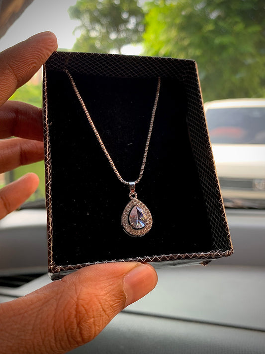 Tear Drop Necklace With Box