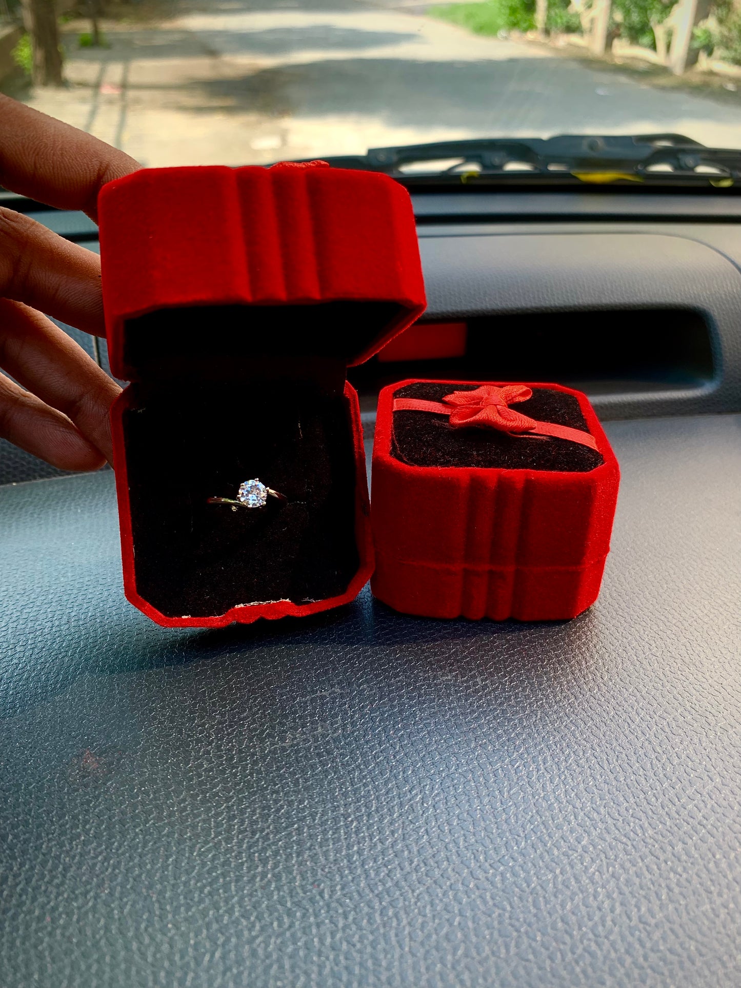 Adjustable Crown Crystal Ring With Velvet box